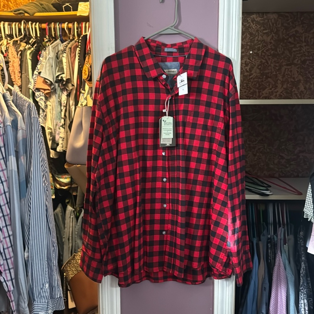 XL tallwoods button down plaid shirt new with tags never worn